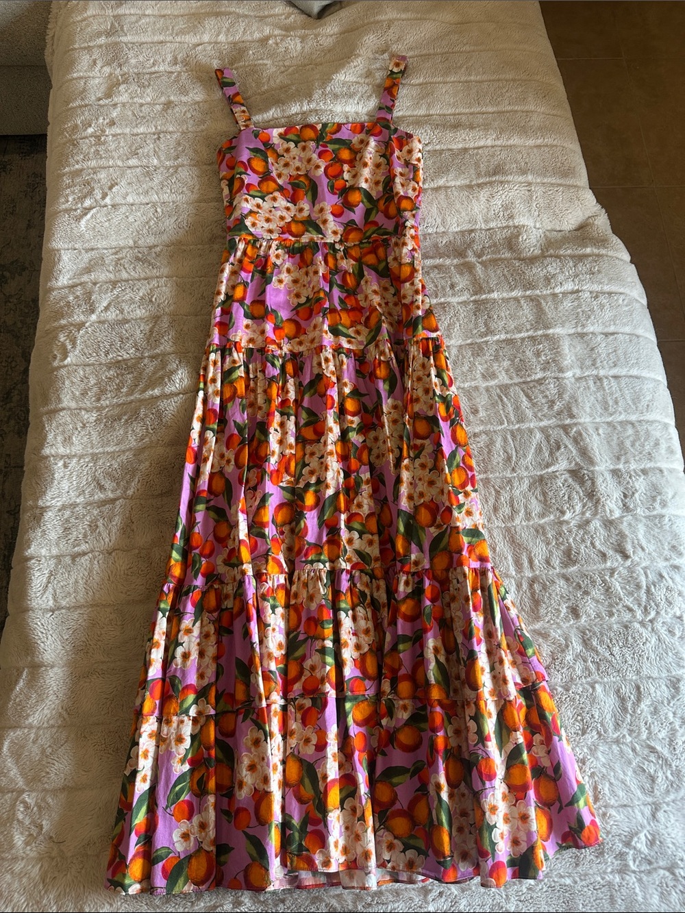 Borgo De Nor Pink Orange Floral Tiered Maxi Dress